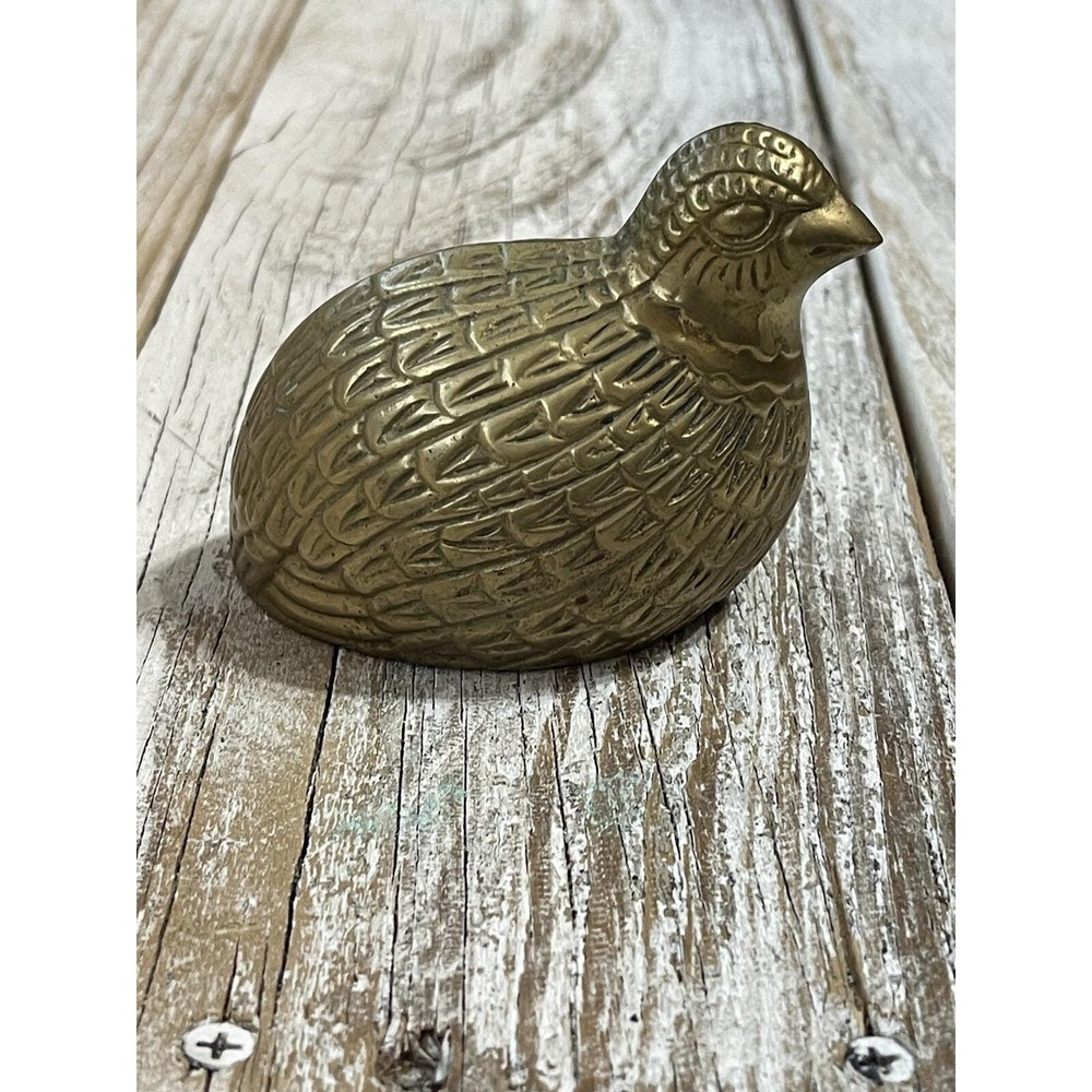 Vintage Solid Brass Quail Figurine‎ Mid Century Modern No Markings 3" Tall Heavy